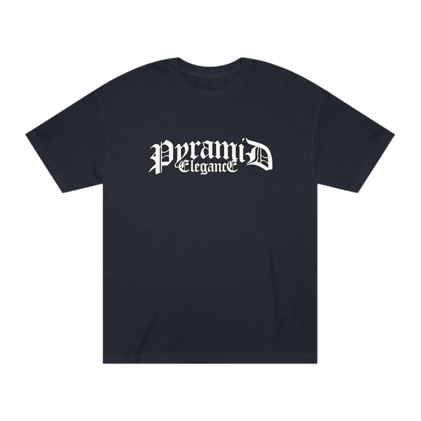 Pyramid Elegance Classic T-shirts with black outline Font